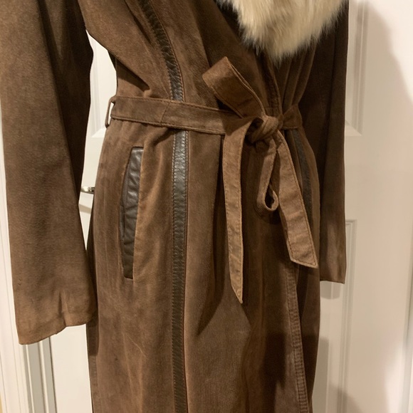 Saks Fifth Ave Women’s Maxi Suede Leather/Fur Coat - Picture 4 of 8